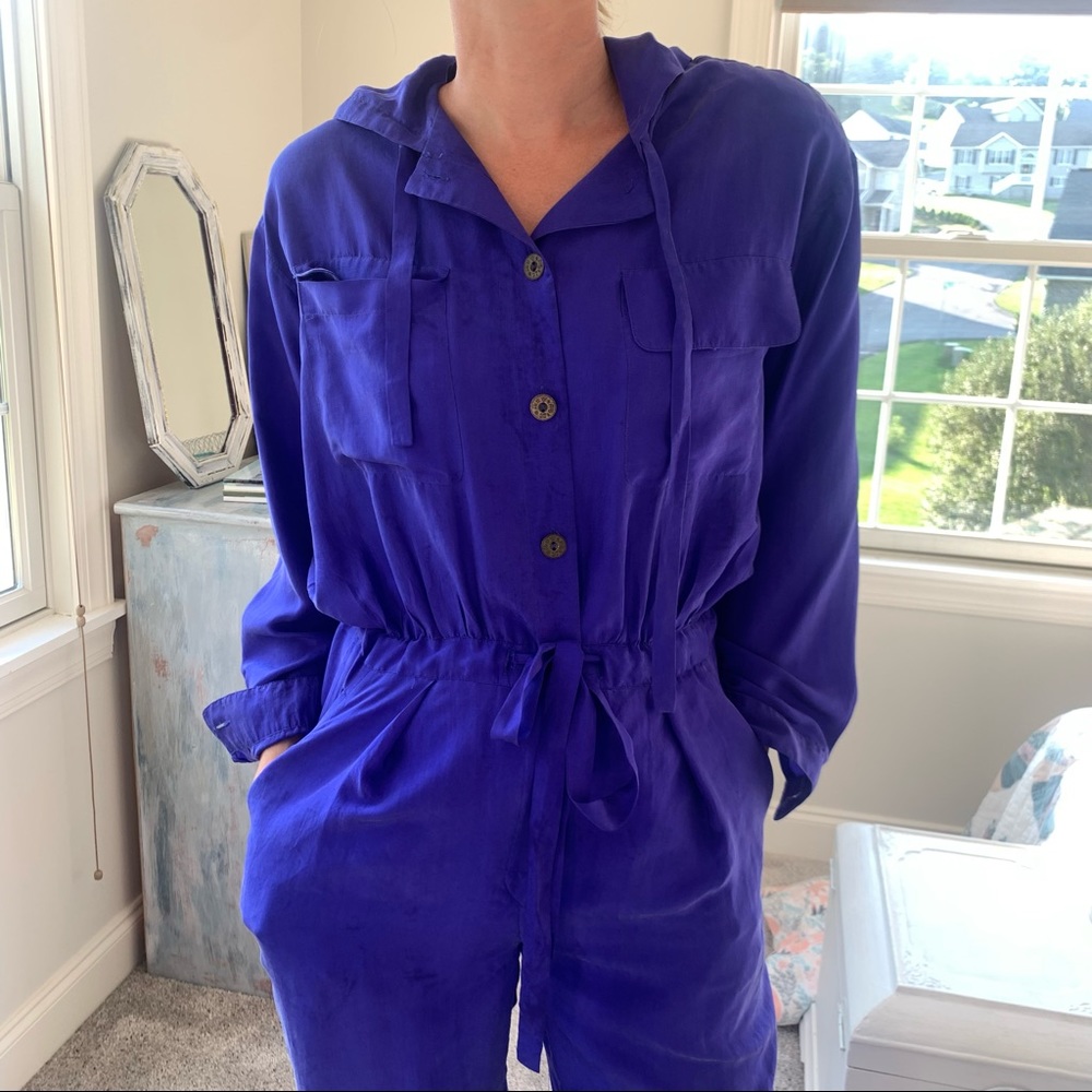Vintage Saks Real Clothes Silk Blue Jumpsuit - Picture 13 of 14